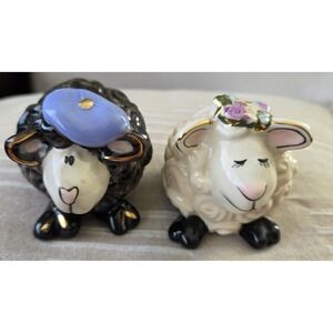 Heather Goldminc Sheep Shakers Black‎ And White Set of 2 Henich Westland UNUSED